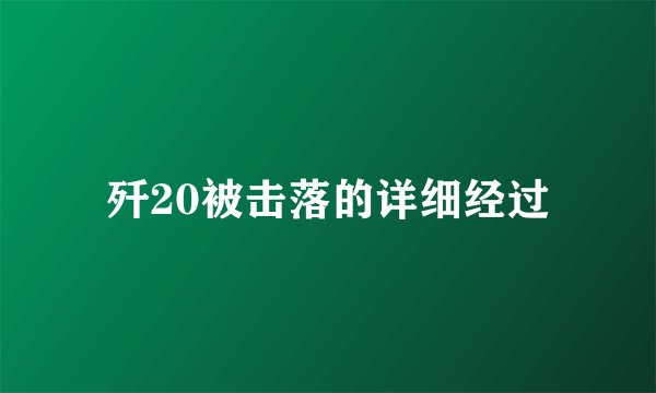 歼20被击落的详细经过
