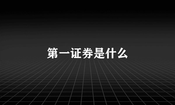 第一证券是什么