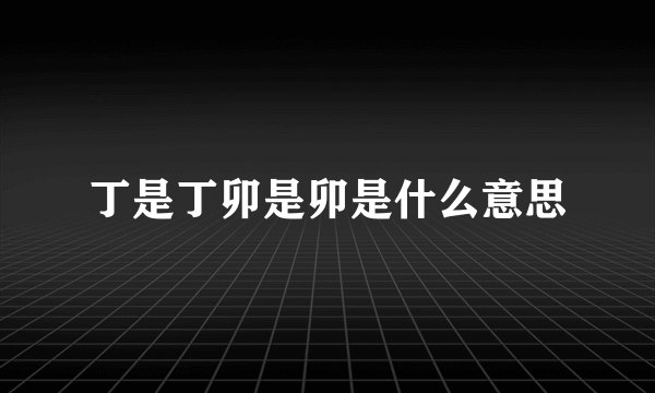 丁是丁卯是卯是什么意思