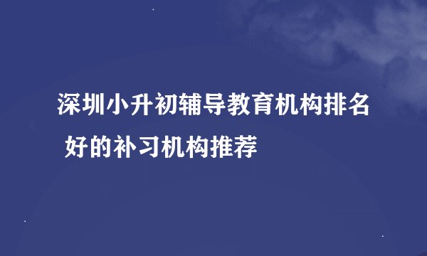 深圳小升初辅导教育机构排名 好的补习机构推荐