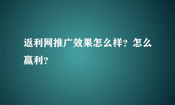 返利网推广效果怎么样？怎么赢利？