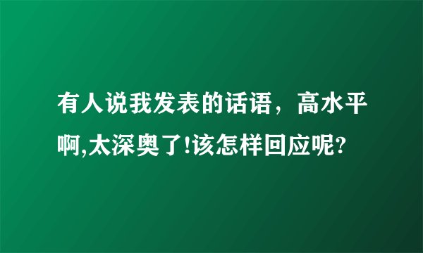 有人说我发表的话语，高水平啊,太深奥了!该怎样回应呢?