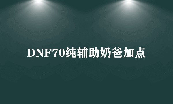 DNF70纯辅助奶爸加点