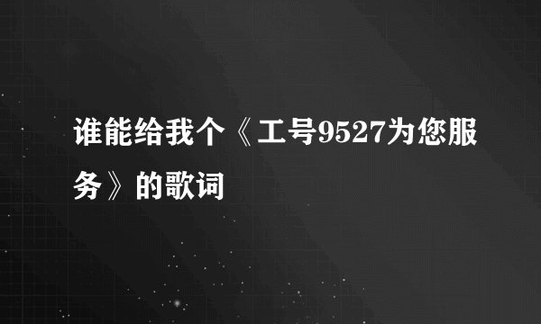 谁能给我个《工号9527为您服务》的歌词