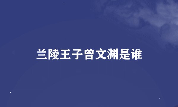 兰陵王子曾文渊是谁