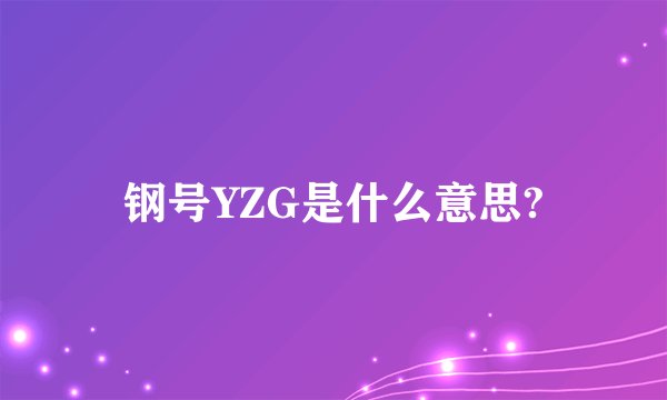 钢号YZG是什么意思?