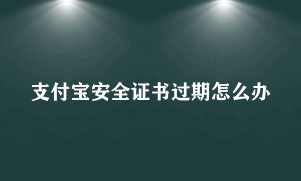 支付宝安全证书过期怎么办