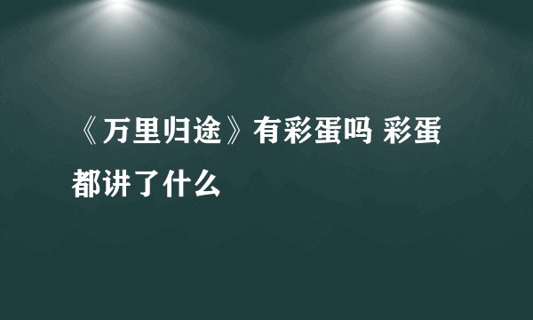 《万里归途》有彩蛋吗 彩蛋都讲了什么