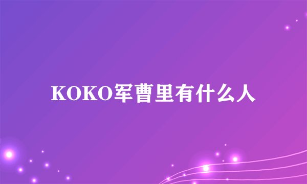 KOKO军曹里有什么人