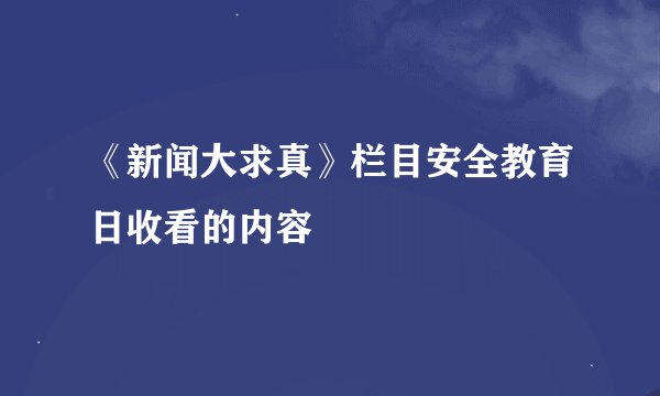 《新闻大求真》栏目安全教育日收看的内容