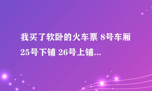 我买了软卧的火车票 8号车厢25号下铺 26号上铺 是一个包厢吗？