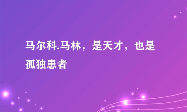 马尔科.马林，是天才，也是孤独患者