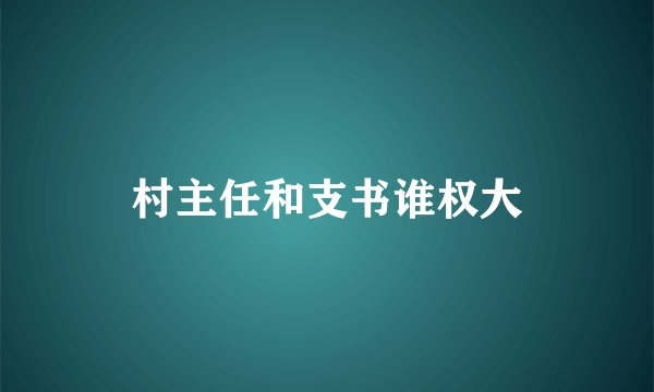 村主任和支书谁权大