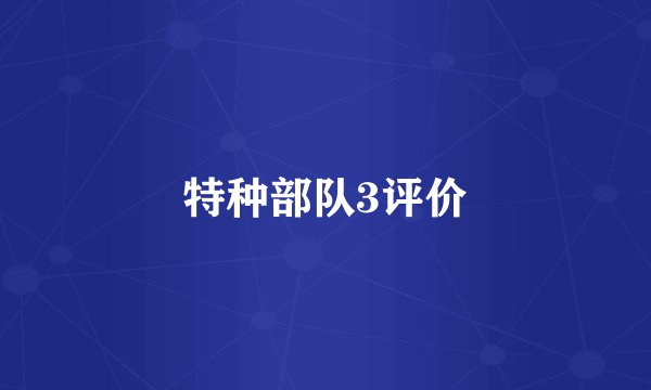 特种部队3评价