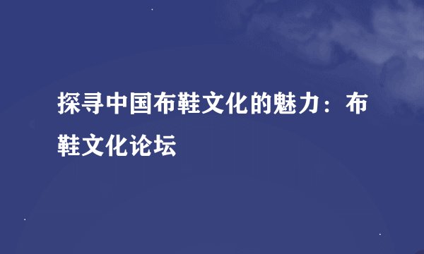探寻中国布鞋文化的魅力：布鞋文化论坛