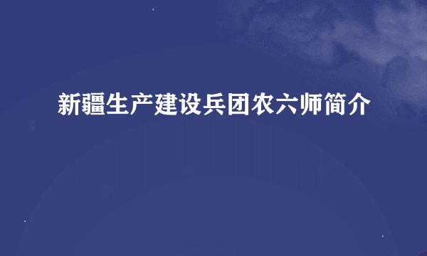 新疆生产建设兵团农六师简介