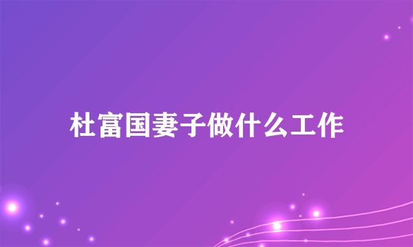 杜富国妻子做什么工作
