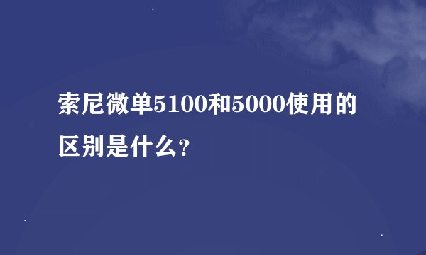索尼微单5100和5000使用的区别是什么？
