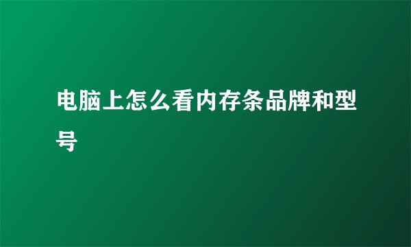 电脑上怎么看内存条品牌和型号