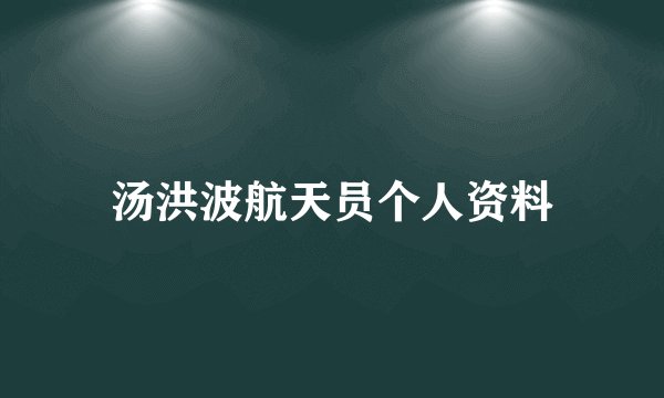汤洪波航天员个人资料