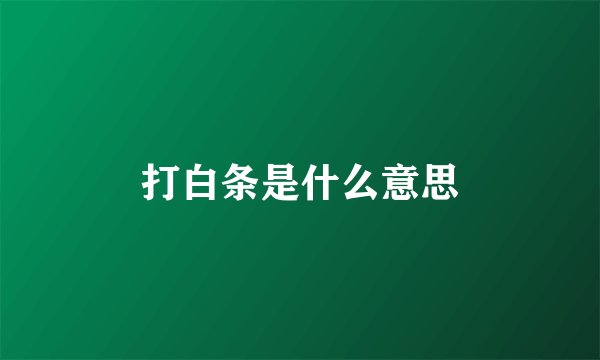 打白条是什么意思