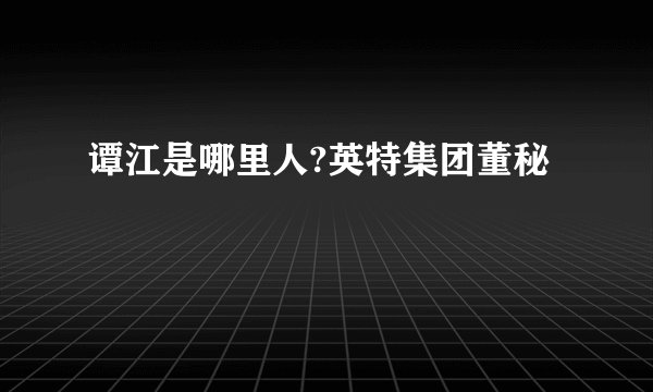 谭江是哪里人?英特集团董秘
