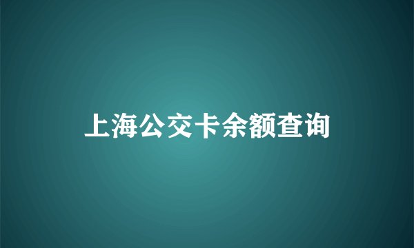 上海公交卡余额查询