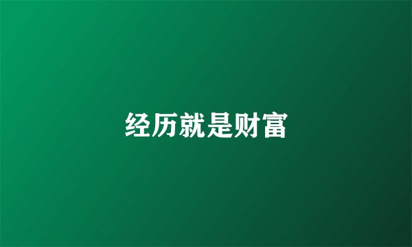 经历就是财富