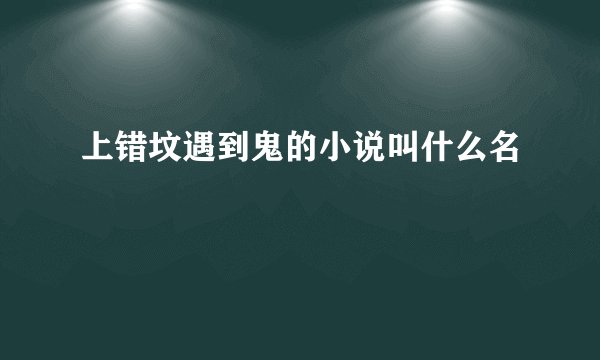 上错坟遇到鬼的小说叫什么名