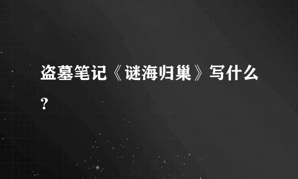 盗墓笔记《谜海归巢》写什么？