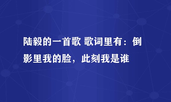 陆毅的一首歌 歌词里有：倒影里我的脸，此刻我是谁
