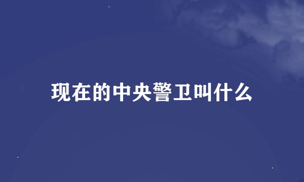 现在的中央警卫叫什么