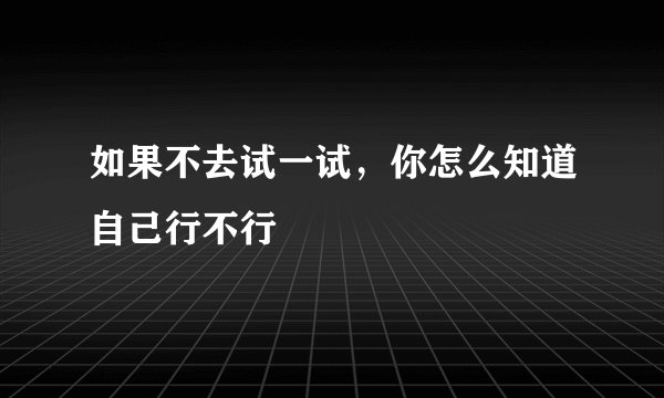 如果不去试一试，你怎么知道自己行不行