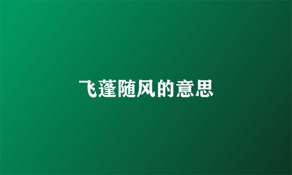飞蓬随风的意思