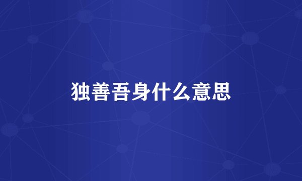 独善吾身什么意思