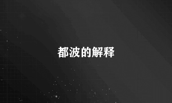 都波的解释