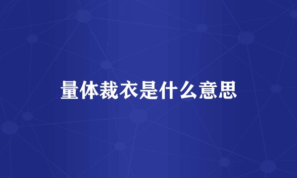 量体裁衣是什么意思