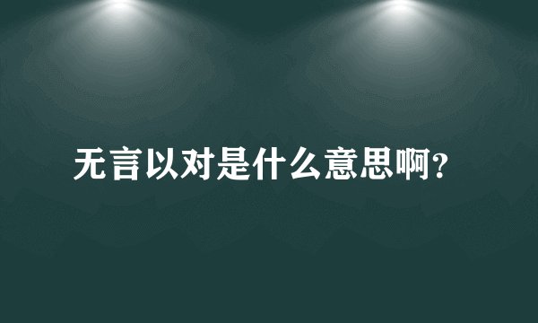 无言以对是什么意思啊？