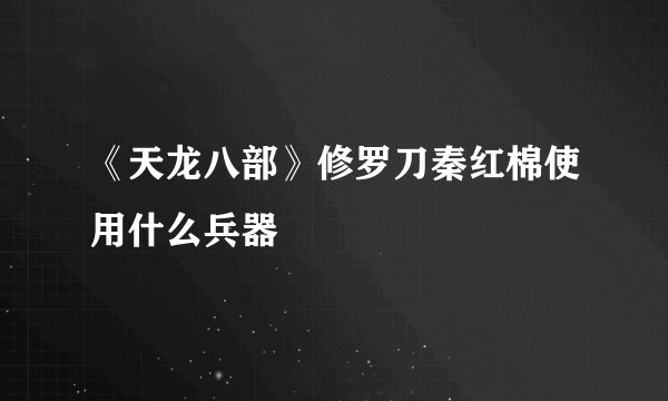 《天龙八部》修罗刀秦红棉使用什么兵器