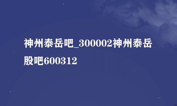 神州泰岳吧_300002神州泰岳股吧600312