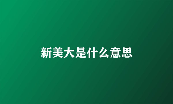 新美大是什么意思
