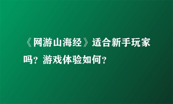《网游山海经》适合新手玩家吗？游戏体验如何？
