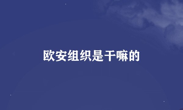 欧安组织是干嘛的