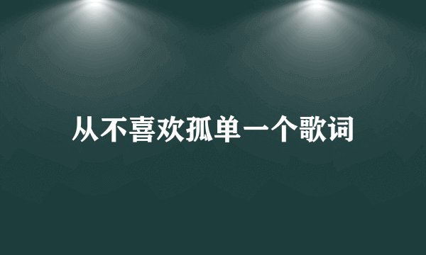 从不喜欢孤单一个歌词
