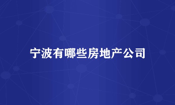 宁波有哪些房地产公司