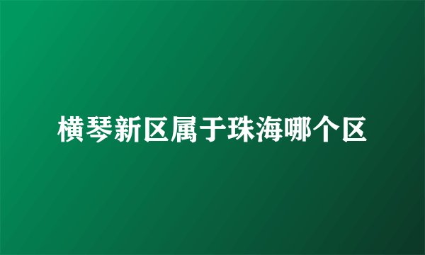 横琴新区属于珠海哪个区