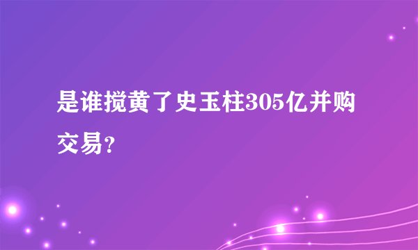 是谁搅黄了史玉柱305亿并购交易?