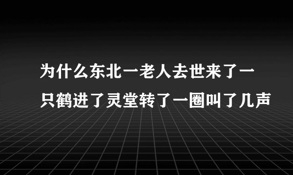 为什么东北一老人去世来了一只鹤进了灵堂转了一圈叫了几声