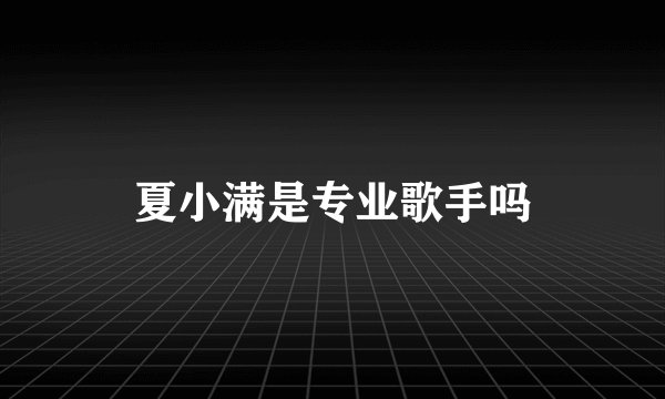 夏小满是专业歌手吗