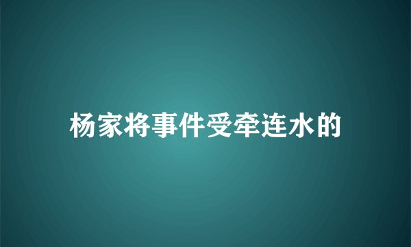 杨家将事件受牵连水的